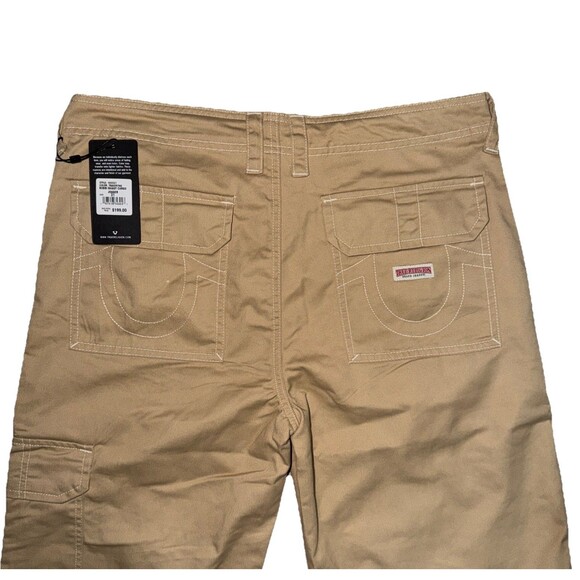 $199 True Religion Bobbi Baggy cargo Jogger Pants Beige Womens 31 Casual New NWT - Picture 3 of 5